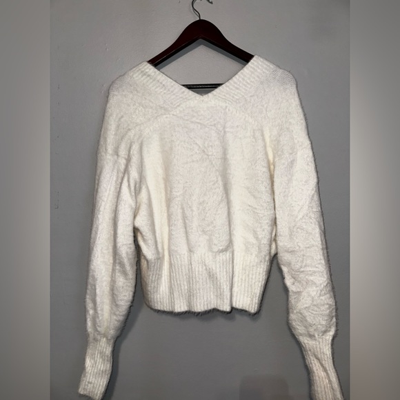 White Button Down Sweater with Gem Buttons - Picture 3 of 4